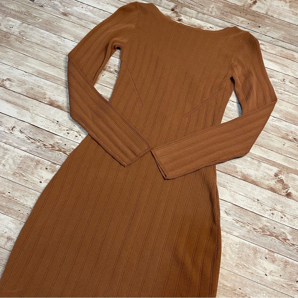 ASOS Long Sleeve Brown Lace Back Dress